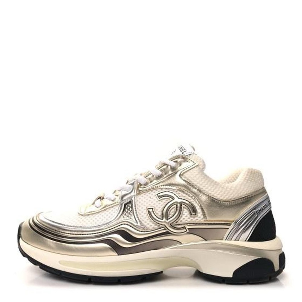 Chanel Fabric Laminated Calfskin CC Sneakers
